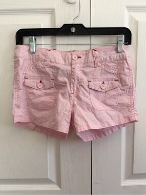 5 for $25! Light Pink Women's Casual Shorts with Button-Pocket Details